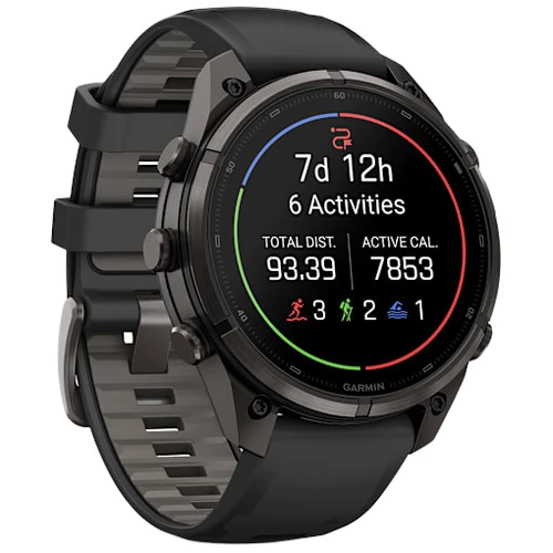 Garmin Fenix 9 Pro AMOLED Watch | 47mm | Sapphire | Titanium | Carbon Gray DLC | Black | Pebble Grey Band
