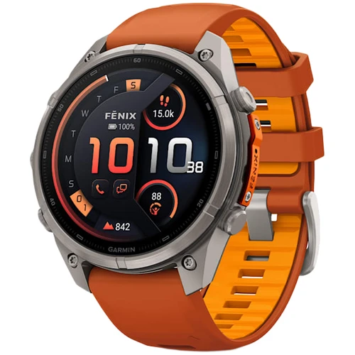 Garmin Fenix 9 Pro AMOLED INREACH Watch | 47mm | Sapphire | Titanium | Autumn Orange | Orange Band