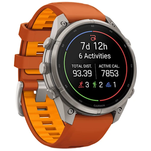 Garmin Fenix 9 Pro AMOLED INREACH Watch | 47mm | Sapphire | Titanium | Autumn Orange | Orange Band