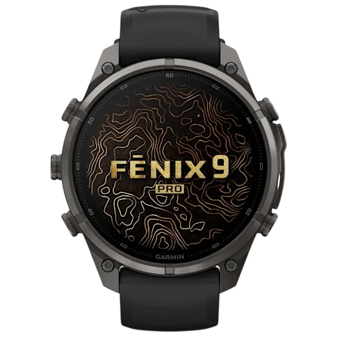 Garmin Fenix 9 Pro AMOLED INREACH Watch | 47mm | Sapphire | Titanium | Carbon Gray DLC | Black | Pebble Grey Band