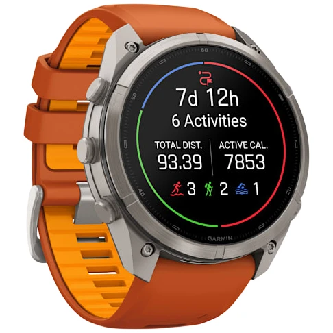 Garmin Fenix 9 Pro AMOLED INREACH Watch | 51mm | Sapphire | Titanium | Autumn Orange | Orange Band