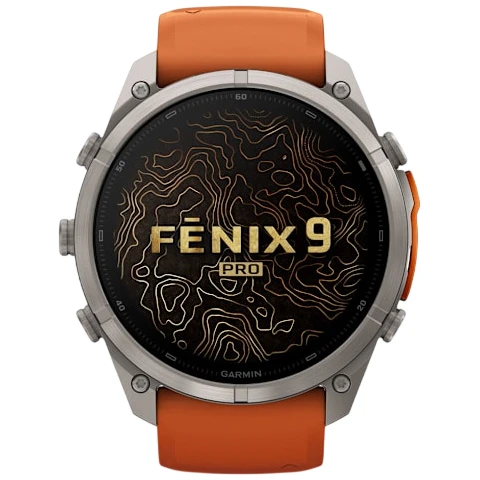 Garmin Fenix 9 Pro AMOLED INREACH Watch | 51mm | Sapphire | Titanium | Autumn Orange | Orange Band