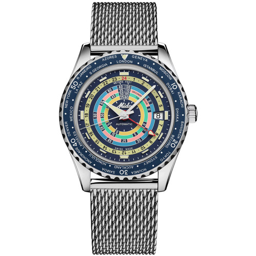 MIDO Ocean Star Decompression Worldtimer GMT Watch | 40.5mm | Swiss Automatic | Blue | Limited Edition