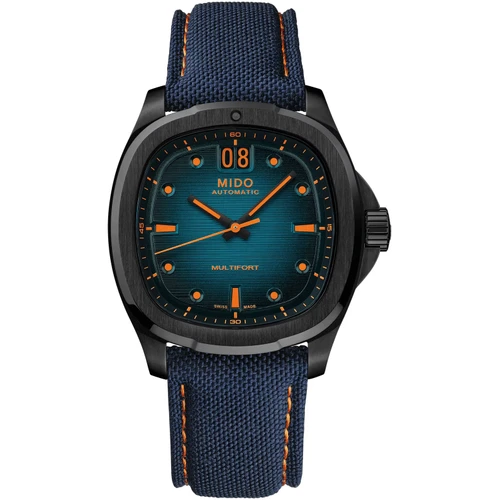 MIDO Multifort TV Big Date Watch | 40mm | Swiss Automatic | Blue | Textile Strap