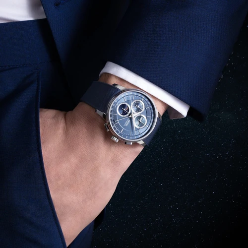 MIDO Baroncelli Chronograph Moonphase Watch | 42mm | Swiss Automatic | Blue
