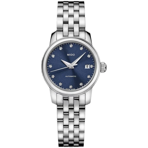MIDO Baroncelli Lady Twenty Five Watch | 25mm | 12 Diamonds | Swiss Automatic | Blue