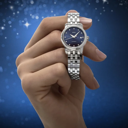 MIDO Baroncelli Lady Twenty Five Watch | 25mm | 12 Diamonds | Swiss Automatic | Blue
