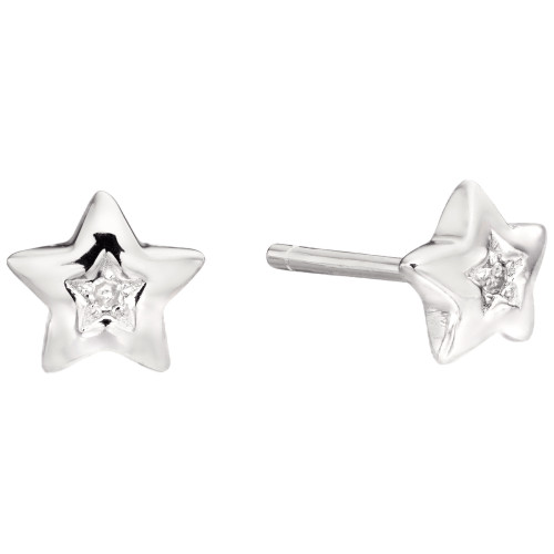 Little Star Noor Diamond Earrings | Sterling Silver | 0.005ct Diamond