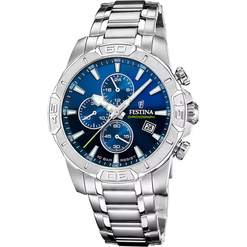 Festina Timeless Chronograph Watch | Quartz | 45mm | Black & Blue