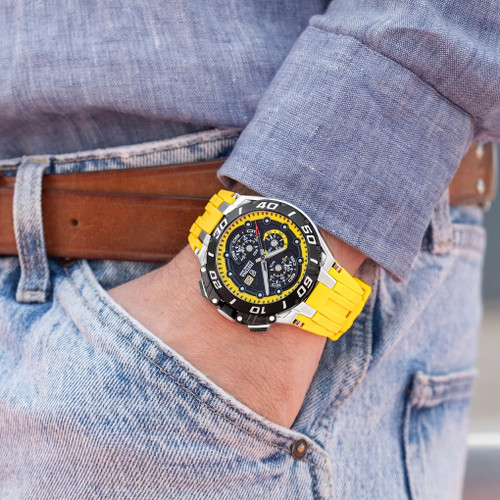 Festina Chrono Bike Watch | 200M | Quartz | 46mm | Black | Yellow Rubber Strap
