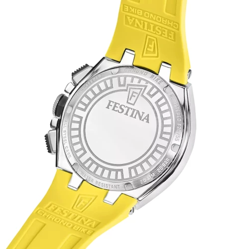 Festina Chrono Bike Watch | 200M | Quartz | 46mm | Black | Yellow Rubber Strap