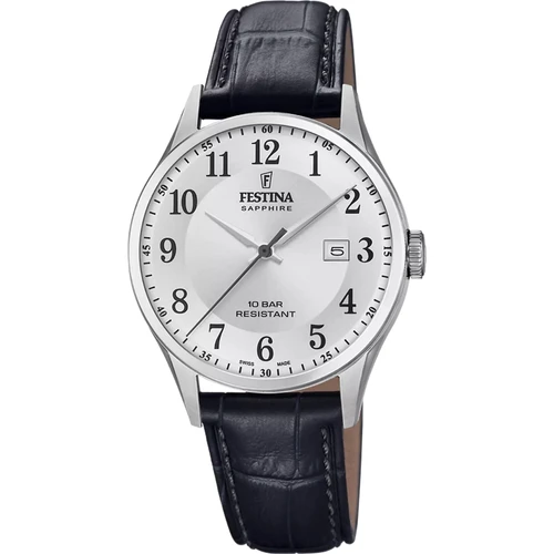 Festina Swiss Made Watch | Swiss Quartz | 40mm | Silver | Leather Strap