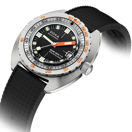 DOXA SUB 300 Ti5 Sharkhunter Watch | Swiss Automatic | 42.5mm | Black | Rubber Strap