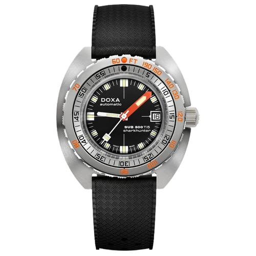 DOXA SUB 300 Ti5 Sharkhunter Watch | Swiss Automatic | 42.5mm | Black | Rubber Strap