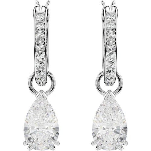 Swarovski Stilla Pear Earrings | White | Rhodium Plated