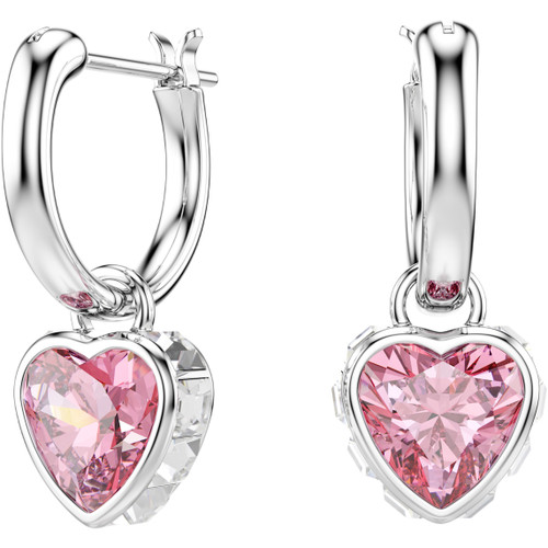 Swarovski Mp Chroma Hoop Drop Heart Earrings | Rhodium Plated