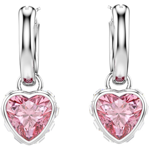 Swarovski Mp Chroma Hoop Drop Heart Earrings | Rhodium Plated