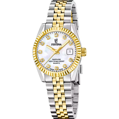 Festina Swiss Made Watch | Swiss Quartz | 29mm | White | Two-Tone Bracelet