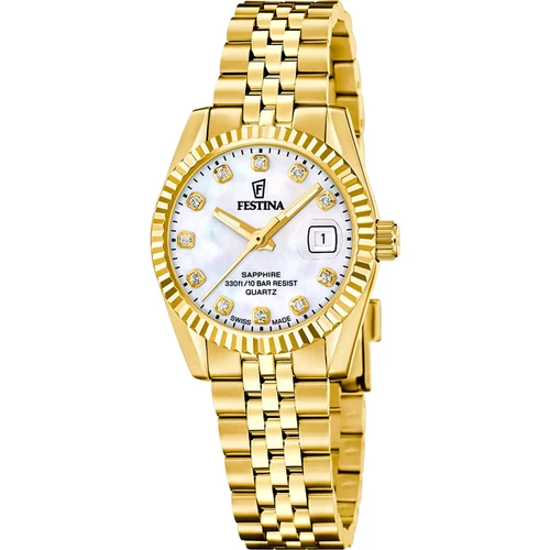 Festina Swiss Made Watch | Swiss Quartz | 29mm | White | Gold Bracelet