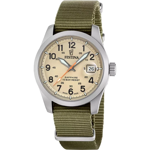 Festina Swiss Made Watch | Swiss Quartz | 39mm | Cream | Nylon Strap