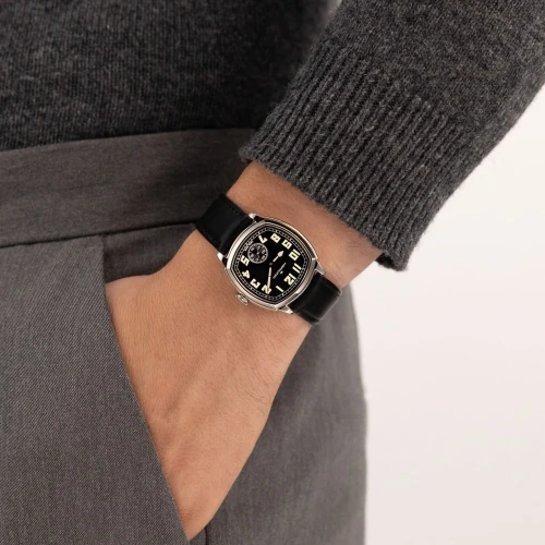 Hamilton American Classic Cushion Watch | 34x34mm | Swiss Mechanical | Black | Black Leather Strap