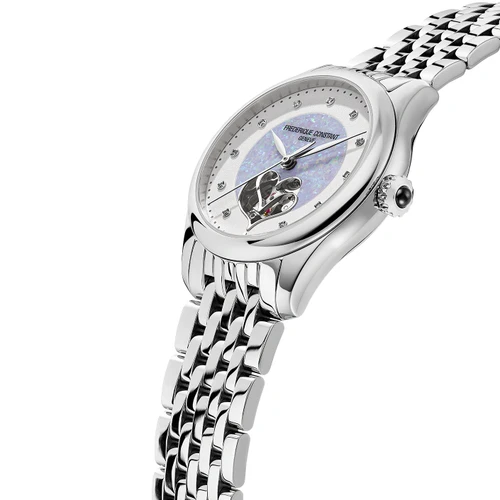 Frederique Constant Classics Ladies Double Heart Beat Watch | Swiss Automatic | 36mm | Light Blue | Stainless Steel Bracelet
