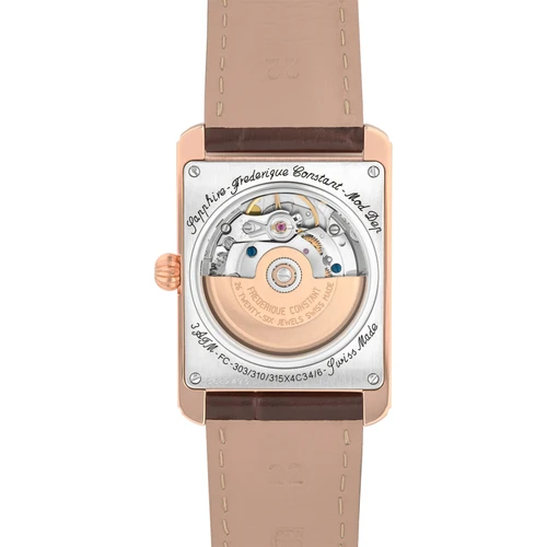 Frederique Constant Classics Carree Watch | Swiss Automatic | 42.3mm | Silver | Brown Leather Strap