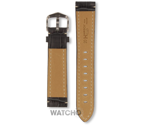 Hirsch Knight Replacement Watch Strap Grey Genuine Exotic Embossed Leather 20mm With Free Connecting Pins
