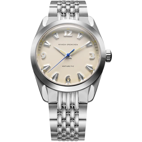 Nivada Grenchen Antarctic Watch | 35mm | Hand Winding | Eggshell Beige | Beads of Rice Bracelet
