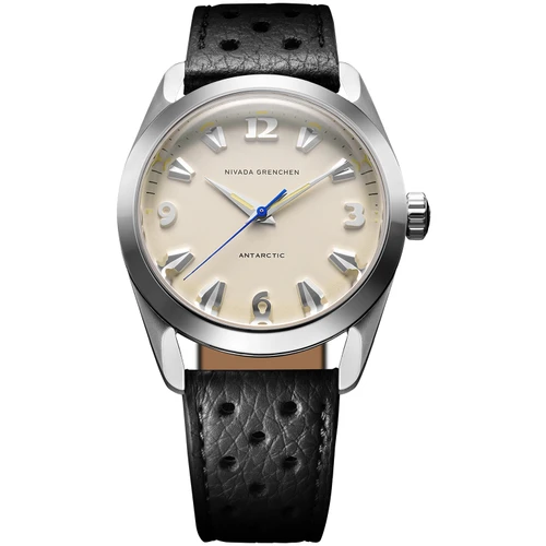 Nivada Grenchen Antarctic Watch | 35mm | Hand Winding | Eggshell Beige | Black Racing Strap