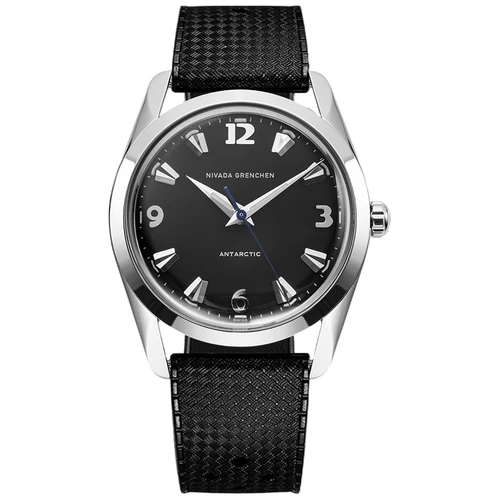 Nivada Grenchen Antarctic Watch | 35mm | Hand Winding | Black | Black Rubber Tropic