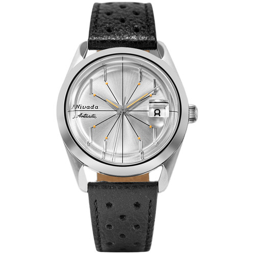 Nivada Grenchen Antarctic Spider Watch | 38mm | Automatic | Silver | Black Racing Strap