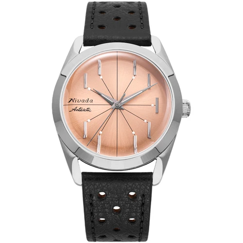 Nivada Grenchen Antarctic Spider Watch | 38mm | Automatic | Salmon | Black Racing Strap