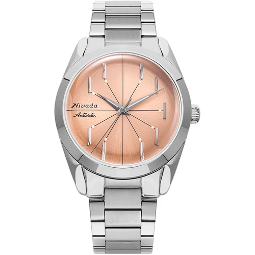Nivada Grenchen Antarctic Spider Watch | 38mm | Automatic | Salmon | Flat Link Bracelet