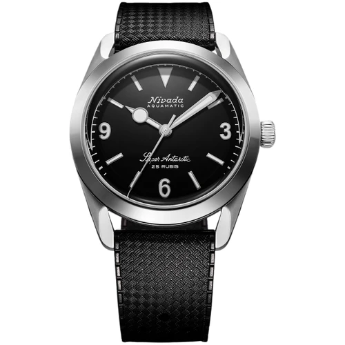 Nivada Grenchen Super Antarctic 3.6.9 Watch | 38mm | Automatic | Black | Black Tropic Rubber Strap