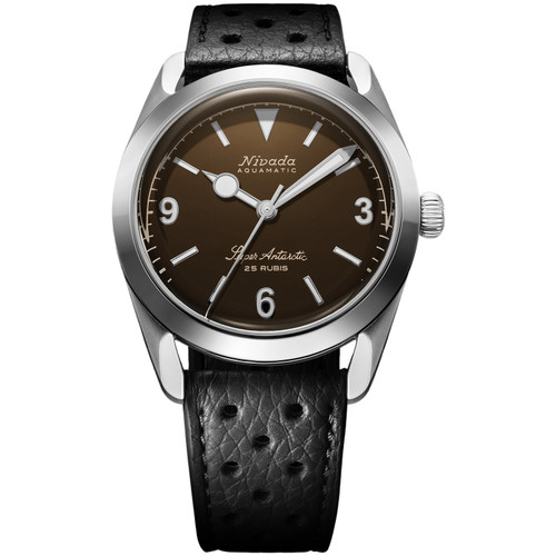 Nivada Grenchen Super Antarctic 3.6.9 Watch | 38mm | Automatic | Brown | Black Leather Racing Strap