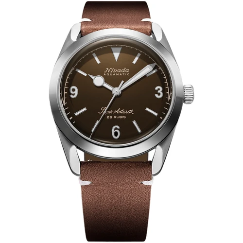 Nivada Grenchen Super Antarctic 3.6.9 Watch | 38mm | Automatic | Brown | Brown Leather White Stitching