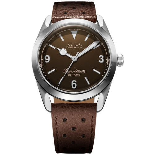 Nivada Grenchen Super Antarctic 3.6.9 Watch | 38mm | Automatic | Brown | Brown Racing Strap