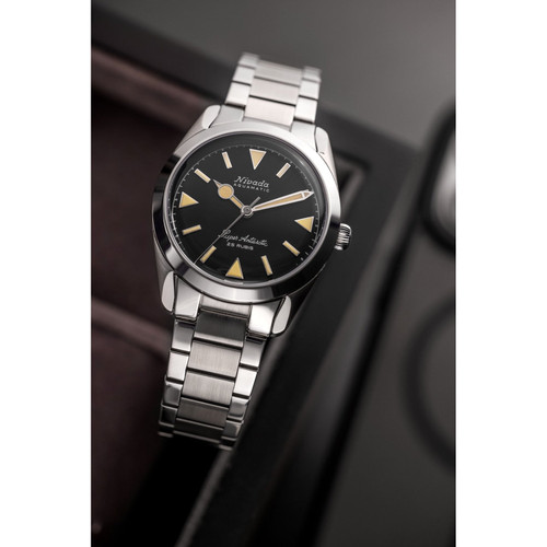 Nivada Grenchen Super Antarctic Watch | 38mm | Automatic | Black | Flat Link Bracelet