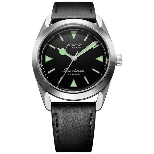 Nivada Grenchen Super Antarctic Watch | 38mm | Automatic | Green | Black Leather