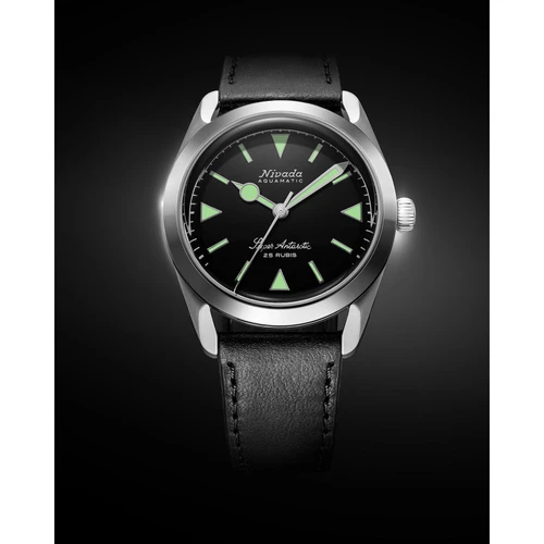 Nivada Grenchen Super Antarctic Watch | 38mm | Automatic | Green | Black Leather