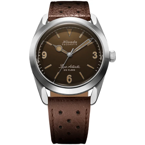 Nivada Grenchen Super Antarctic 3.6.9 Watch | 38mm | Automatic | Tropical Brown | Brown Racing Strap