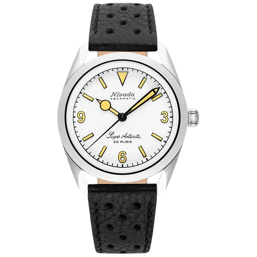Nivada Grenchen Super Antarctic 3.6.9 Watch | 38mm | Automatic | White | Black Racing Strap