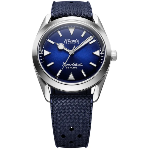 Nivada Grenchen Super Antarctic Watch | 38mm | Automatic | Blue | Blue Tropic Rubber Strap