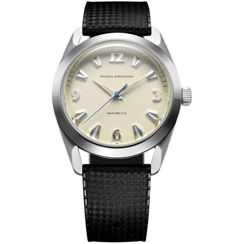 Nivada Grenchen Antarctic Watch | 38mm | Automatic | Eggshell Beige| Black Tropic Rubber