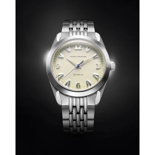 Nivada Grenchen Antarctic Watch | 38mm | Automatic | Eggshell Beige | Beads of Rice Bracelet