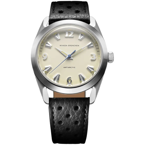Nivada Grenchen Antarctic Watch | 38mm | Automatic | Eggshell Beige | Black Racing Strap