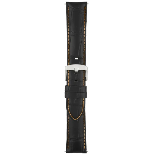 LBS Black Crocodile Grain Orange Stitch Strap | 20mm