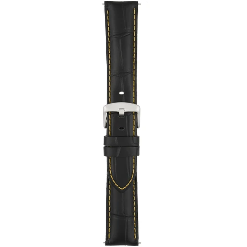 LBS Black Crocodile Grain Yellow Stitch Strap | 20mm