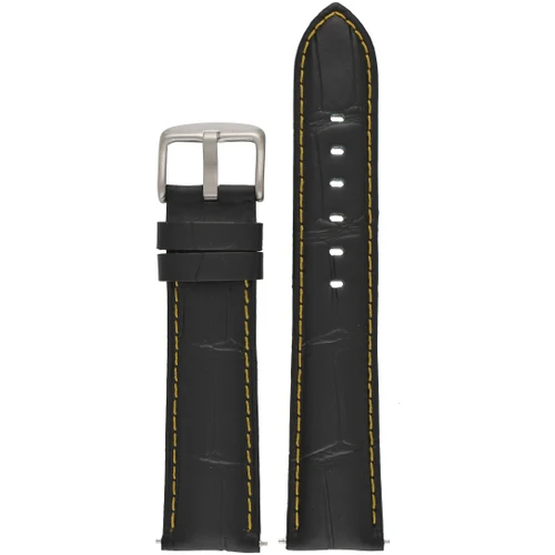 LBS Black Crocodile Grain Yellow Stitch Strap | 20mm